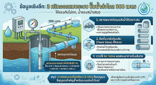 วิธีออกแบบระบบปั๊มน้ำส่งไกล