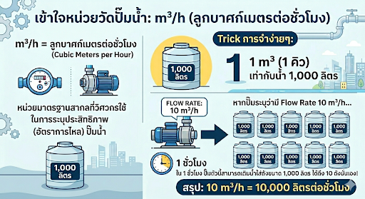 หน่วยวัดปั๊มน้ำ m³/h คืออะไร